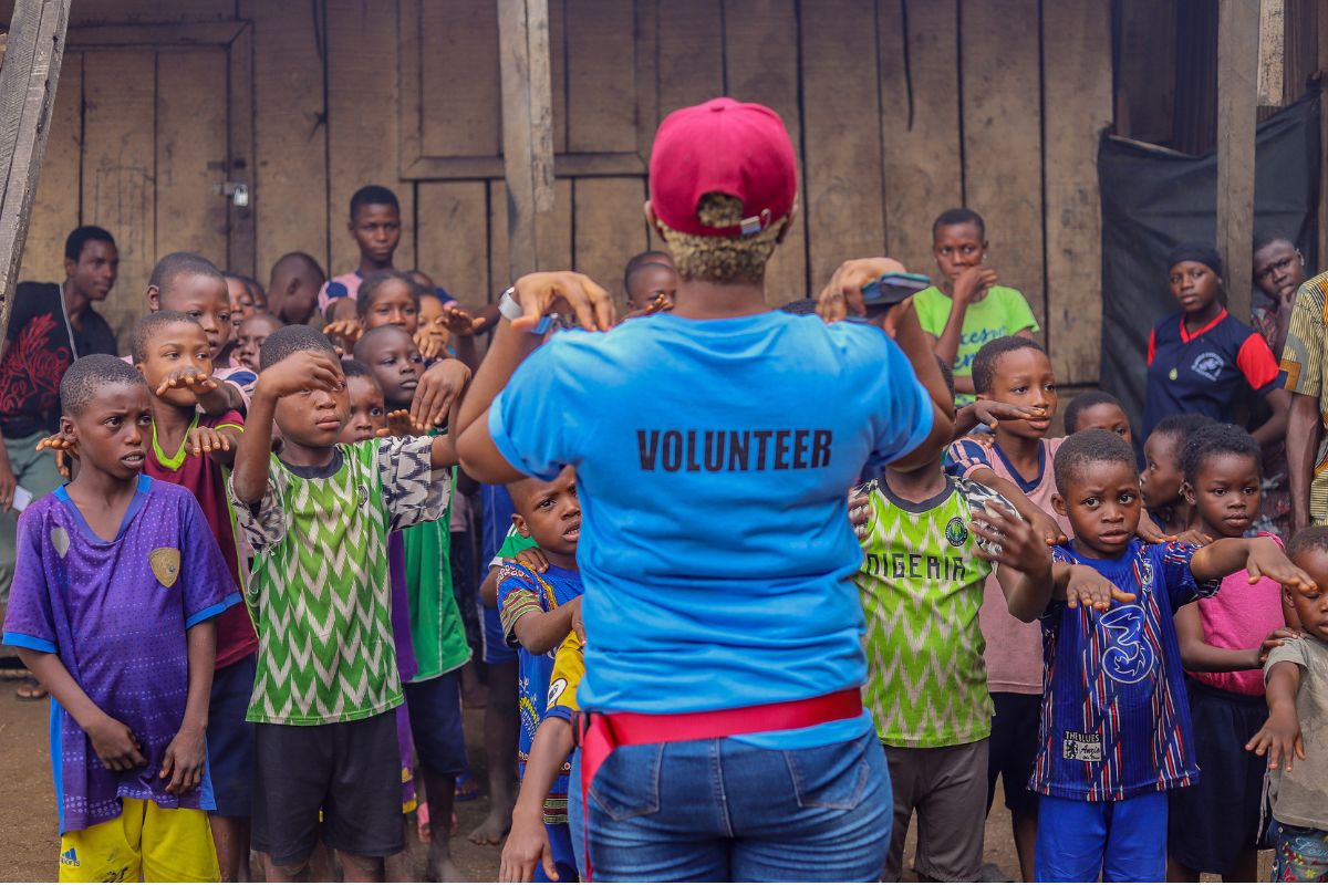 Volunteers helping community